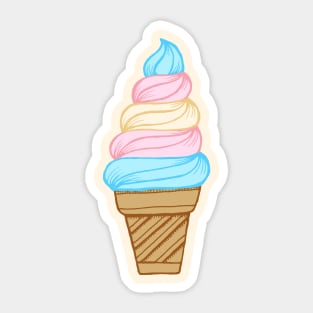 LGBTQIA+ Transgender Pride Flag Soft Serve Ice Cream Cone Sticker